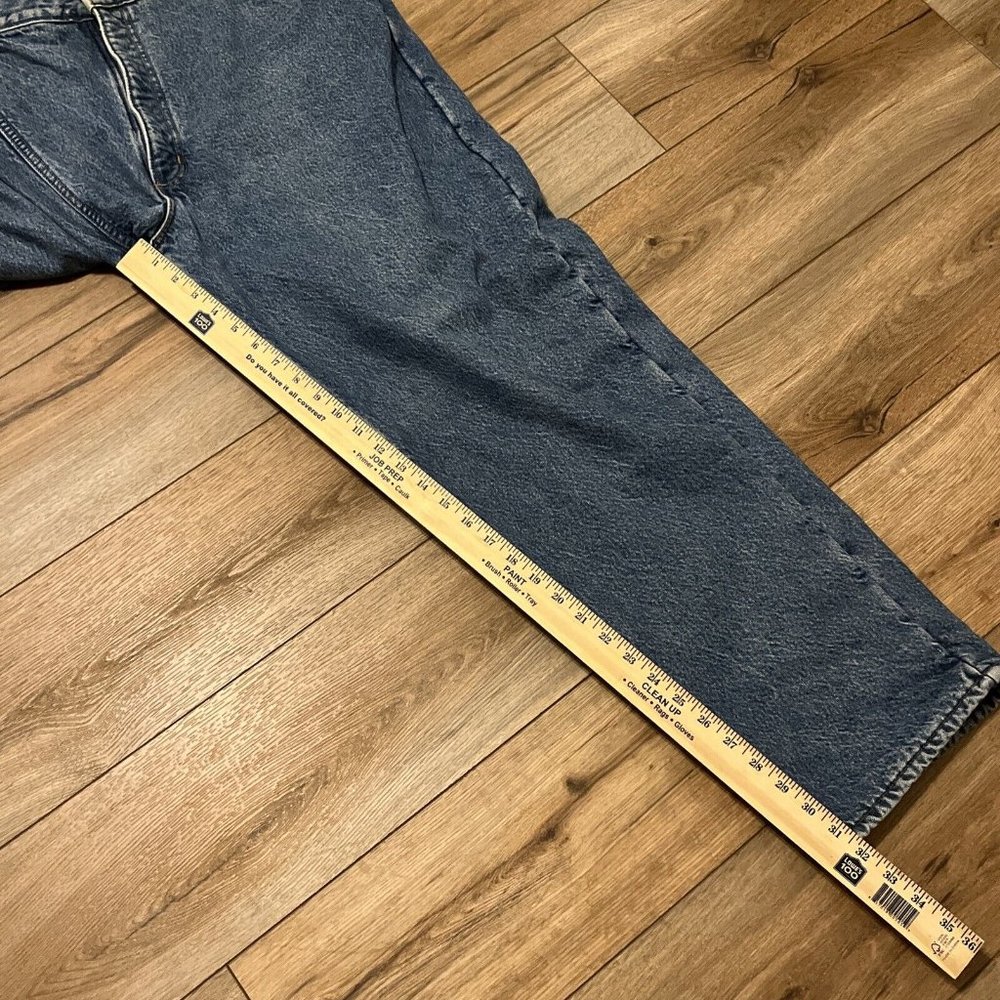 Men's Carhartt Fleece Lined Jeans SZ 42 x 32 VTG USA Made Denim Blue B155 DST - Picture 12 of 12